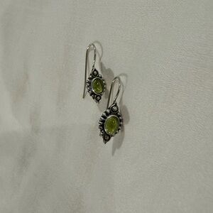 Elegant Silver and Peridot Stone Earrings